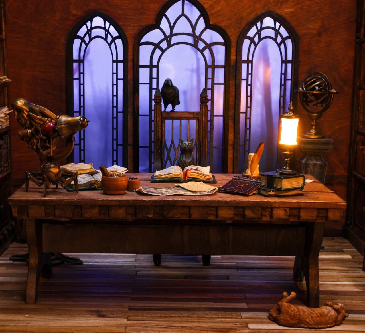 Coffee Table With Miniature Magical Wizard’s Library Inside - 1